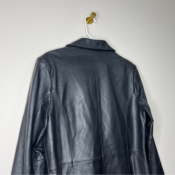 Juliet Michelle Black 100% Genuine Leather Retro 90s 00s Y2K Blazer Jacket Sz L - Picture 8 of 10
